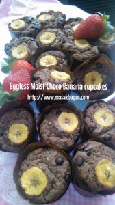 Eggless Moist Choco Banana Cupcakes